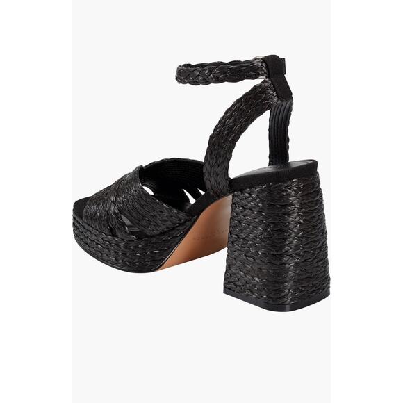 Women Marc Fisher LTD Raffia Platform Sandals Block Heel Ankle Strap Size 9